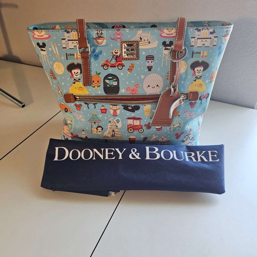 Dooney Bourke Disney 2021 Walk In the Park blue tote Disneyland icons zipper - Picture 5 of 12